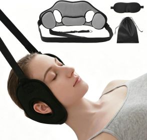 Adjustable Neck Traction Stretcher Strap for Cervical Relief, Portable Neck Decompression Device with Ear Holes & Release Buckle